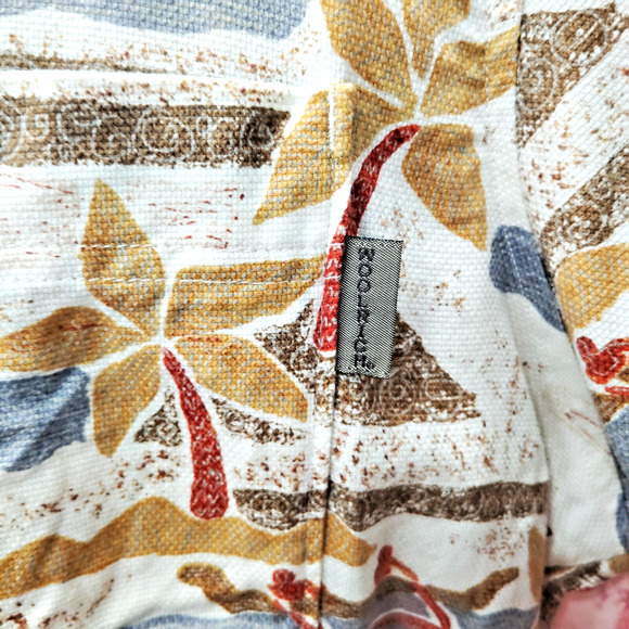 Woolrich Hawaiian Shirt Mens M Beige Palm Beach Print Short Sleeve Button Down - Picture 5 of 7